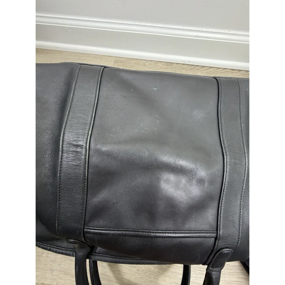 COACH OLD COACH 2-Way Boston Bag Black Leather Shoulder Duffle Vintage 0595